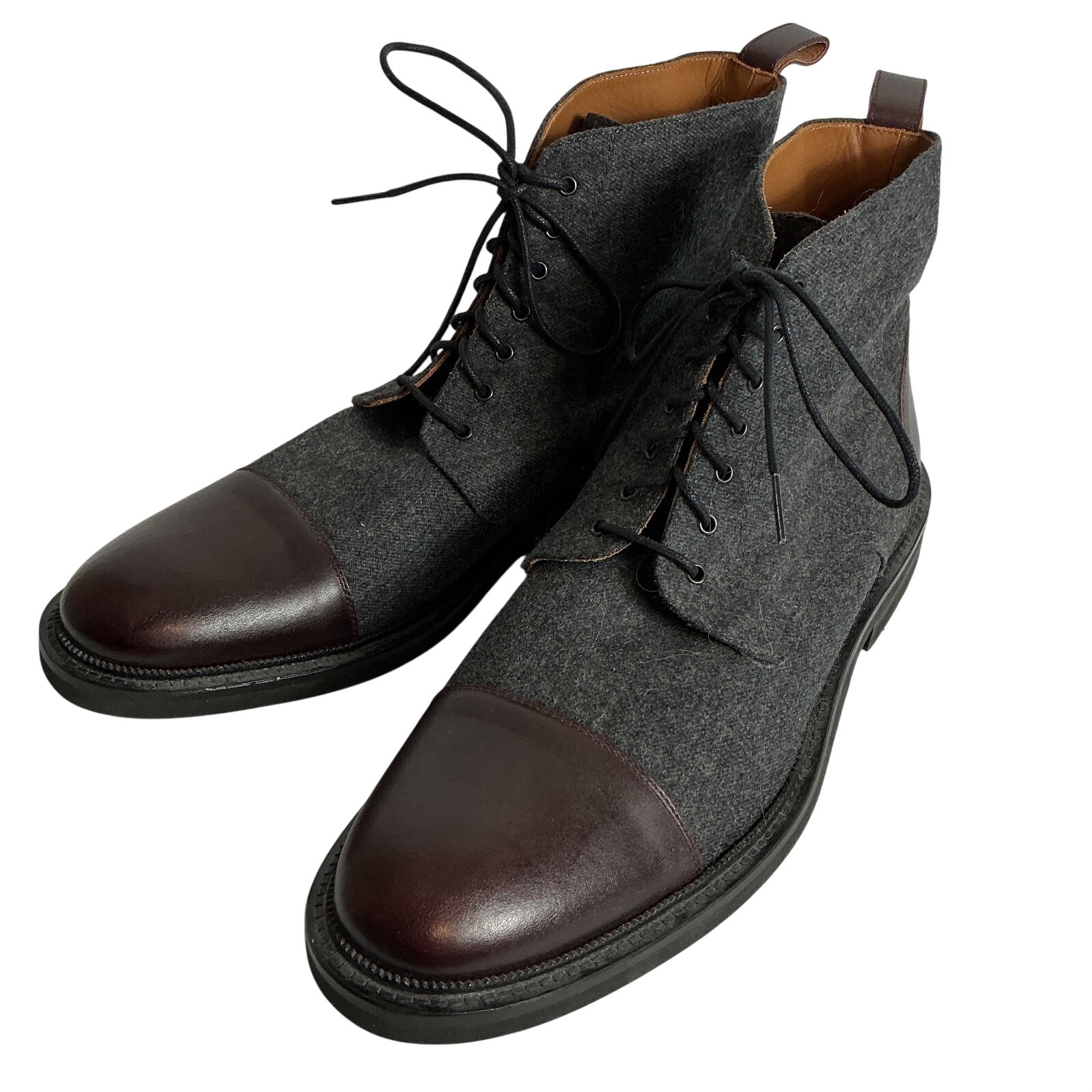 Taft Jack Eu 46 Us 12 - 13 Gray Oxblood Cap Toe Handmade Boots Quiet Luxury